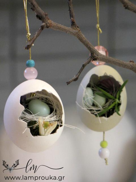 Κατασκευή διακοσμητικά πασχαλινά αυγά φωλιές